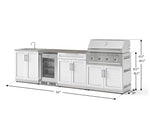 NewAge Outdoor Kitchens Stainless Steel 6-Piece Cabinet Set with Sink, Bar, Grill Cabinet, Performance Grill, Countertop and Glass Door Fridge-73846-Garage Giant 