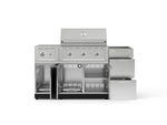 NewAge Outdoor Kitchens Outdoor Grill Island Stainless-Steel 5-Piece Cabinet Set with 3-Drawer, Grill Cabinet, Side Burner and Performance Grill - (Natural Gas) 
