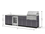 NewAge Outdoor Kitchens Aluminum 6-Piece Cabinet Set with Sink, Bar, Grill Cabinet, Platinum Grill, Countertop and Fridge-66331-Garage Giant 