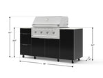 NewAge Outdoor Kitchens Outdoor Grill Island Aluminum 6-Piece Cabinet Set with Casters 1 Door, 3 Drawer, Grill Cabinet, Performance Grill and Dekton in Aeris Countertops - (Liquid Propane) 