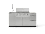 NewAge Outdoor Kitchens Outdoor Grill Island Stainless-Steel 5-Piece Cabinet Set with Sink, 3 Drawer, Grill Cabinet, Performance Grill and Stainless Steel Countertop - (Liquid Propane) 