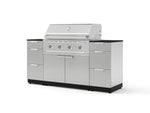 NewAge Outdoor Kitchens Outdoor Grill Island Stainless-Steel 6-Piece Cabinet Set with 3 Drawers, Grill Cabinet, Performance Grill and Dekton in Sirius Countertops - (Natural Gas) | Garage Giant 