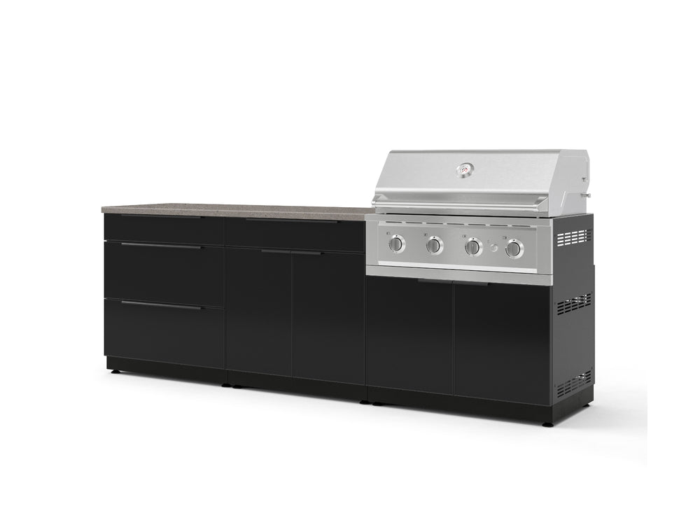 NewAge Outdoor Kitchens Aluminum 5-Piece Cabinet Set With 3 Drawer, Bar, Grill Cabinet, Performance Grill and Countertop-73337-Garage Giant