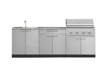 NewAge Outdoor Kitchens Stainless Steel 5-Piece Cabinet Set with Sink, 2-Door with Drawer, Grill Cabinet, Performance Grill and Countertop-71148-Garage Giant 