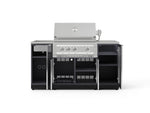 NewAge Outdoor Kitchens Outdoor Grill Island Aluminum 5-Piece Cabinet Set with Sink, 1 Door, Grill Cabinet, Platinum Grill and Stainless Steel Countertop-74647-Garage Giant 