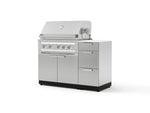 NewAge Outdoor Kitchens Outdoor Grill Island Stainless-Steel 4-Piece Cabinet Set with 3-Drawer, Grill Cabinet, Platinum Grill and Dekton in Aeris Countertop - (Natural Gas) | Garage Giant 