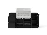 NewAge Outdoor Kitchens Outdoor Grill Island Stainless-Steel 6-Piece Cabinet Set with 1 Door, 3 Drawer, Grill Cabinet, Performance Grill and Dekton in Sirius Countertops - (Natural Gas) 