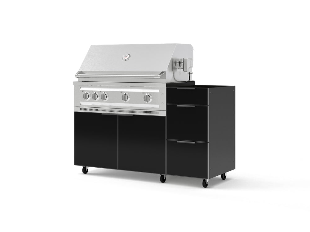 NewAge Outdoor Kitchens Outdoor Grill Island Aluminum 3-Piece Cabinet Set with Casters and 3-Drawer, Grill Cabinet and Platinum Grill - (Liquid Propane) | Garage Giant