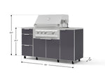 NewAge Outdoor Kitchens Outdoor Grill Island Aluminum 6-Piece Cabinet Set with Casters 1 Door, 3 Drawer, Grill Cabinet, Platinum Grill, Countertops 