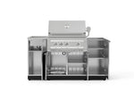NewAge Outdoor Kitchens Outdoor Grill Island Stainless-Steel 5-Piece Cabinet Set with Sink, 1 Door, Grill Cabinet, Platinum Grill and Stainless Steel Countertop - (Liquid Propane) 