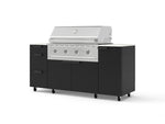 NewAge Outdoor Kitchens Outdoor Grill Island Stainless-Steel 6-Piece Cabinet Set with Casters 1 Door, 3 Drawer, Grill Cabinet, Performance Grill and Dekton in Aeris Countertops - (Liquid Propane) | Garage Giant 