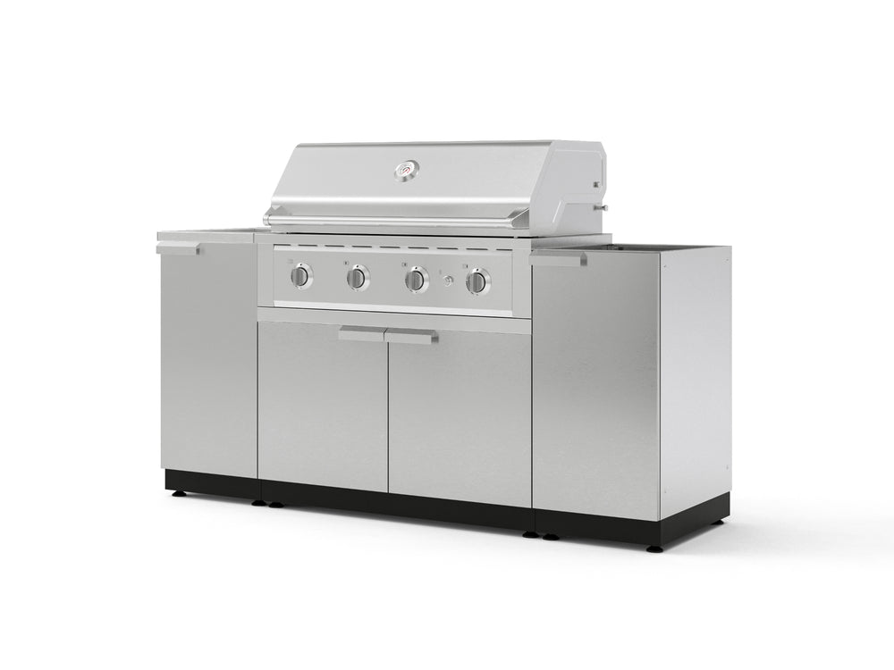 NewAge Outdoor Kitchens Outdoor Grill Island Stainless-Steel 5-Piece Cabinet Set with Sink, 1 Door, Grill Cabinet, Performance Grill and Stainless Steel Countertop - (Liquid Propane) | Garage Giant