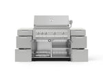 NewAge Outdoor Kitchens Outdoor Grill Island Stainless-Steel 6-Piece Cabinet Set with 3 Drawers, Grill Cabinet, Platinum Grill and Dekton in Aeris Countertops - (Natural Gas) 