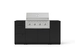 NewAge Outdoor Kitchens Outdoor Grill Island Stainless-Steel 6-Piece Cabinet Set with 1 Door, 3 Drawer, Grill Cabinet, Performance Grill and Dekton in Sirius Countertops - (Natural Gas) 