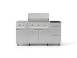 NewAge Outdoor Kitchens Outdoor Grill Island Stainless-Steel 6-Piece Cabinet Set with Casters and 3-Drawer, Grill Cabinet, Performance Grill, Side Burner and Dekton in Sirius Countertop - (Liquid Propane) 