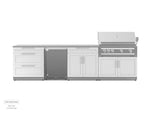 NewAge Outdoor Kitchens Stainless Steel 4-Piece Cabinet Set with 3-Drawer, Bar, Grill Cabinet, and Stainless Steel Door Fridge-71412-Garage Giant 