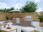 NewAge Outdoor Kitchens Stainless Steel 7-Piece Cabinet Set with 3-Drawer, Bar, Grill Cabinet, Performance Grill, Countertops and Fridge-67893-Garage Giant 