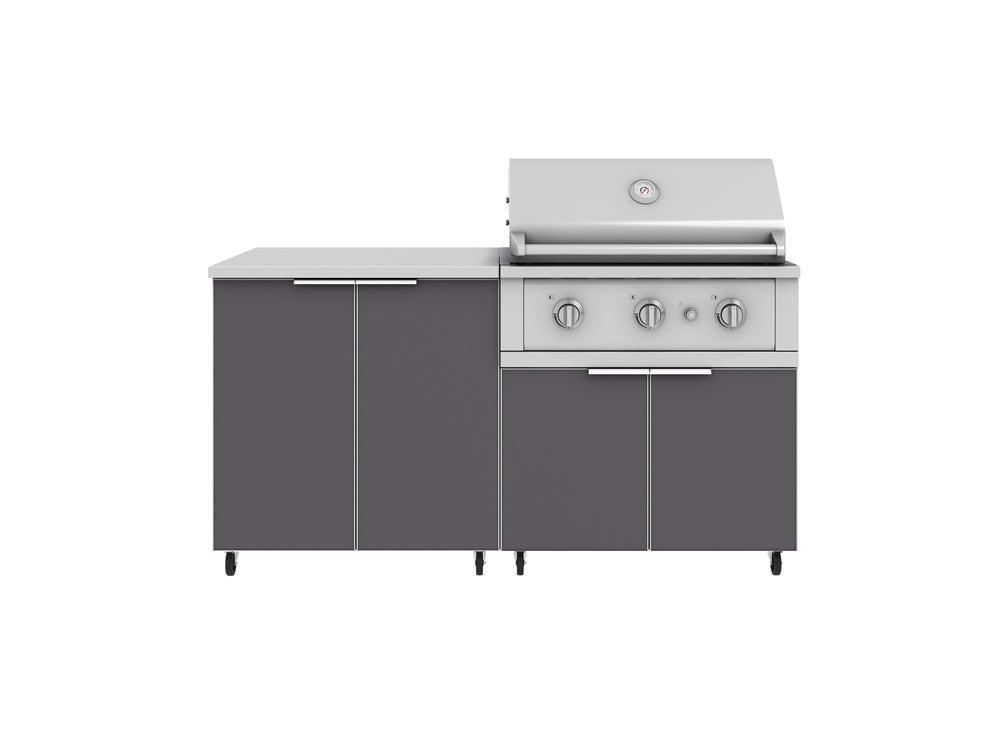 NewAge Outdoor Kitchens Aluminum 4-Piece Cabinet Set with Caster and 2 Door, Grill Cabinet, Performance Grill, Countertop-72513-Garage Giant