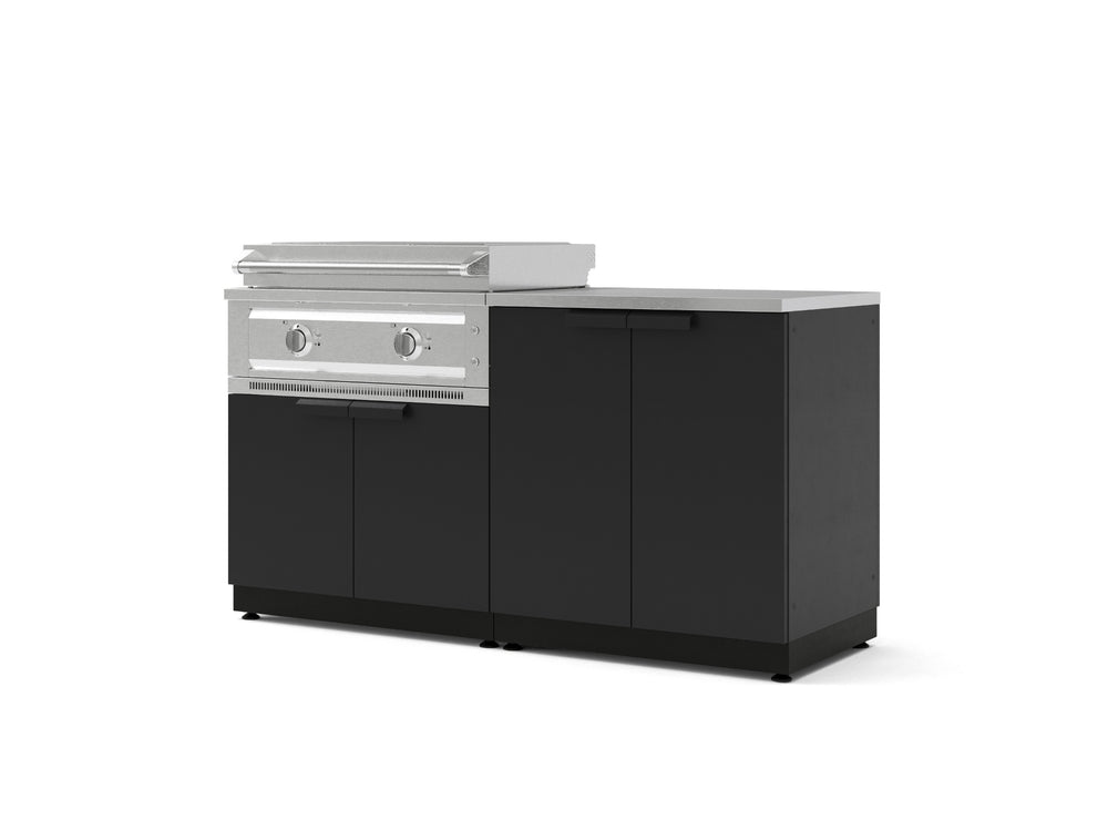 NewAge Outdoor Kitchens Stainless-Steel 4-Piece Cabinet Set with Base, Grill Cabinet, Platinum Griddle and Countertop-75108-Garage Giant