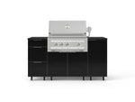 NewAge Outdoor Kitchens Outdoor Grill Island Aluminum 6-Piece Cabinet Set with Casters 1 Door, 3 Drawer, Grill Cabinet, Platinum Grill and Dekton in Sirius Countertops - (Liquid Propane) 