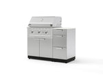 NewAge Outdoor Kitchens Outdoor Grill Island Stainless-Steel 4-Piece Cabinet Set with 3-Drawer, Grill Cabinet, Performance Grill and Dekton in Aeris Countertop - (Liquid Propane) | Garage Giant 