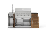 NewAge Outdoor Kitchens Outdoor Grill Island Stainless-Steel Louvered Doors 5-Piece Cabinet Set with Sink, 3 Drawer, Grill Cabinet, Performance Grill and Stainless Steel Countertop - (Liquid Propane) 