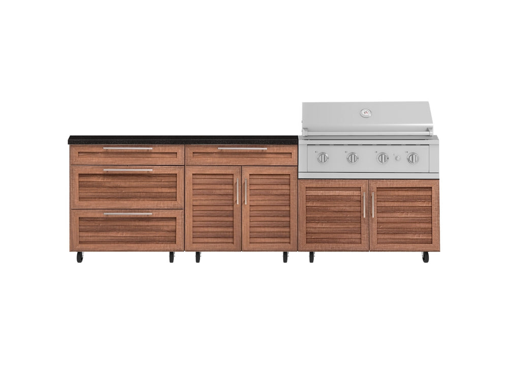 NewAge Outdoor Kitchens Stainless Steel 5-Piece Cabinet Set with Casters and 3 Drawer, Bar, Grill Cabinet, Performance Grill, Countertop-72593-Garage Giant