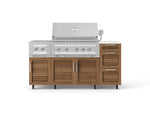 NewAge Outdoor Kitchens Outdoor Grill Island Stainless-Steel Louvered Doors 6-Piece Cabinet Set with Casters and 3-Drawer, Grill Cabinet, Platinum Grill, Dual Side Burner and Dekton in Aeris Countertop - (Liquid Propane) 