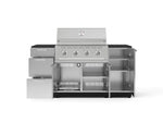 NewAge Outdoor Kitchens Outdoor Grill Island Stainless-Steel 6-Piece Cabinet Set with 1 Door, 3 Drawer, Grill Cabinet, Performance Grill and Dekton in Sirius Countertops - (Natural Gas) 