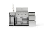 NewAge Outdoor Kitchens Outdoor Grill Island Stainless-Steel 5-Piece Cabinet Set with Sink, 3 Drawer, Grill Cabinet, Performance Grill and Stainless Steel Countertop - (Liquid Propane) 