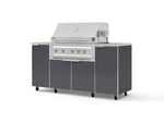 NewAge Outdoor Kitchens Outdoor Grill Island Aluminum 6-Piece Cabinet Set with Casters and 1 Door, Grill Cabinet, Platinum Grill, Countertops | 74894 
