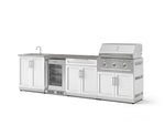 NewAge Outdoor Kitchens Stainless Steel 6-Piece Cabinet Set with Sink, Bar, Grill Cabinet, Performance Grill, Countertop and Glass Door Fridge-73845-Garage Giant 