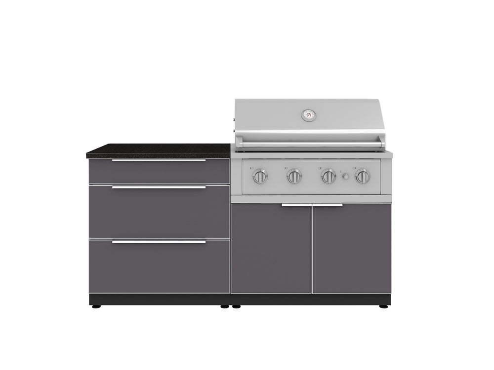 NewAge Outdoor Kitchens Aluminum 4-Piece Cabinet Set with 3 Drawer, Grill Cabinet, Performance Grill, and Countertop-71611-Garage Giant