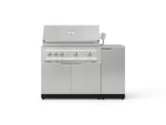 NewAge Outdoor Kitchens Outdoor Grill Island Stainless-Steel 4-Piece Cabinet Set with 1 Door, Grill Cabinet, Platinum Grill and Countertop-73895-Garage Giant 