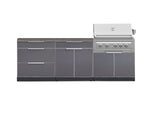 NewAge Outdoor Kitchens Aluminum 5-Piece Cabinet Set With 3 Drawer, Bar, Grill Cabinet, Platinum Grill and Countertop-71202-Garage Giant 