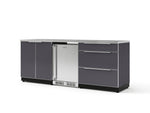 NewAge Outdoor Kitchens Aluminum 5-Piece Cabinet Set with 3-Drawer, 2-Door Cabinet, Countertops and Fridge-67578-Garage Giant 