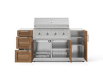 NewAge Outdoor Kitchens Outdoor Grill Island Stainless-Steel Louvered Doors 6-Piece Cabinet Set with 1 Door, 3 Drawer, Grill Cabinet, Performance Grill and Dekton in Aeris Countertops - (Liquid Propane) 