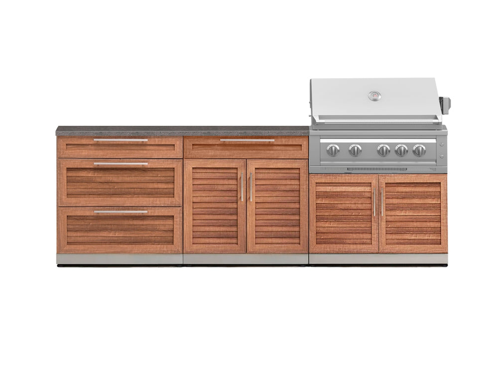 NewAge Outdoor Kitchens Stainless-Steel 5-Piece Cabinet Set with 3 Drawer, 2-Door with Drawer, Grill Cabinet, Platinum Grill and Countertop-71560-Garage Giant