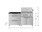 NewAge Outdoor Kitchens Stainless Steel 4-Piece Cabinet set with Casters and 3 Drawer, Grill Cabinet, Platinum Grill, Countertop-72144-Garage Giant 