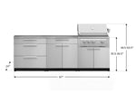 NewAge Outdoor Kitchens Stainless Steel 5-Piece Cabinet Set with with 3-Drawer, Bar, Grill Cabinet, Platinum Grill and Countertop-71069-Garage Giant 
