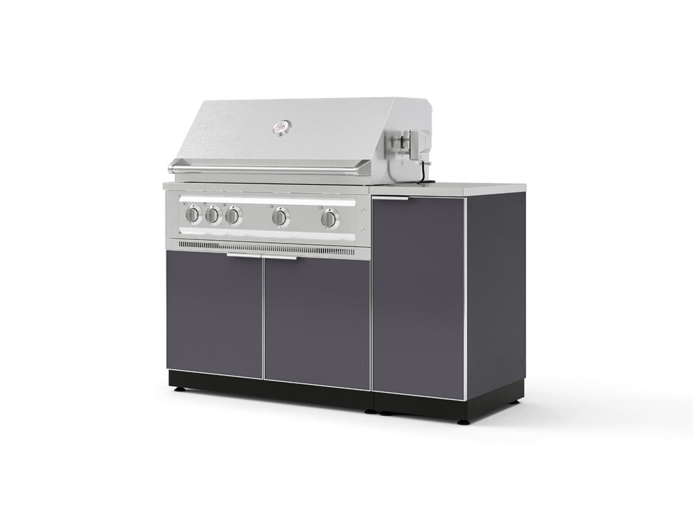 NewAge Outdoor Kitchens Outdoor Grill Island Aluminum 4-Piece Cabinet Set with 1 Door, Grill Cabinet, Platinum Grill and Countertop-73883-Garage Giant