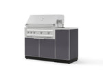 NewAge Outdoor Kitchens Outdoor Grill Island Aluminum 4-Piece Cabinet Set with 1 Door, Grill Cabinet, Platinum Grill and Countertop-73883-Garage Giant 
