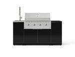 NewAge Outdoor Kitchens Outdoor Grill Island Aluminum 5-Piece Cabinet Set with Sink, 1 Door, Grill Cabinet, Performance Grill and Stainless Steel Countertop - (Liquid Propane) 