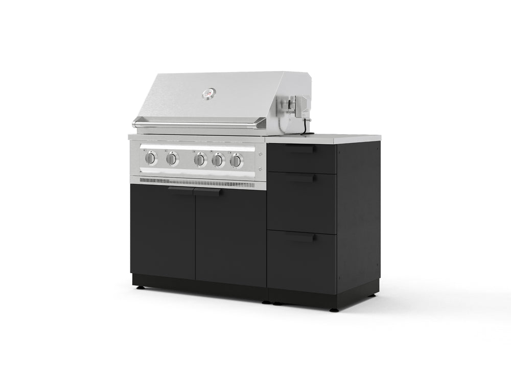 NewAge Outdoor Kitchens Outdoor Grill Island Stainless-Steel 4-Piece Cabinet Set with 3-Drawer, Grill Cabinet, Platinum Grill and Countertop | 76127