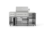NewAge Outdoor Kitchens Outdoor Grill Island Stainless-Steel 6-Piece Cabinet Set with Casters and 1-Door, Grill Cabinet, Platinum Grill, Dual Side Burner and Dekton in Aeris Countertop - (Liquid Propane) 