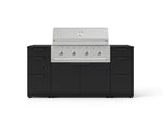 NewAge Outdoor Kitchens Outdoor Grill Island Stainless-Steel 6-Piece Cabinet Set with 3 Drawers, Grill Cabinet, Performance Grill and Dekton in Sirius Countertops - (Liquid Propane) 