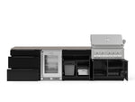 NewAge Outdoor Kitchens Aluminum 7-Piece Cabinet Set with 3-Drawer, Bar, Grill Cabinet, Platinum Grill, Countertops and Glass Door Fridge-73660-Garage Giant 