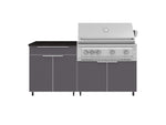 NewAge Outdoor Kitchens Aluminum 4-Piece Cabinet Set with Casters and Bar, Grill Cabinet, Platinum Grill, and Countertop-72242-Garage Giant 