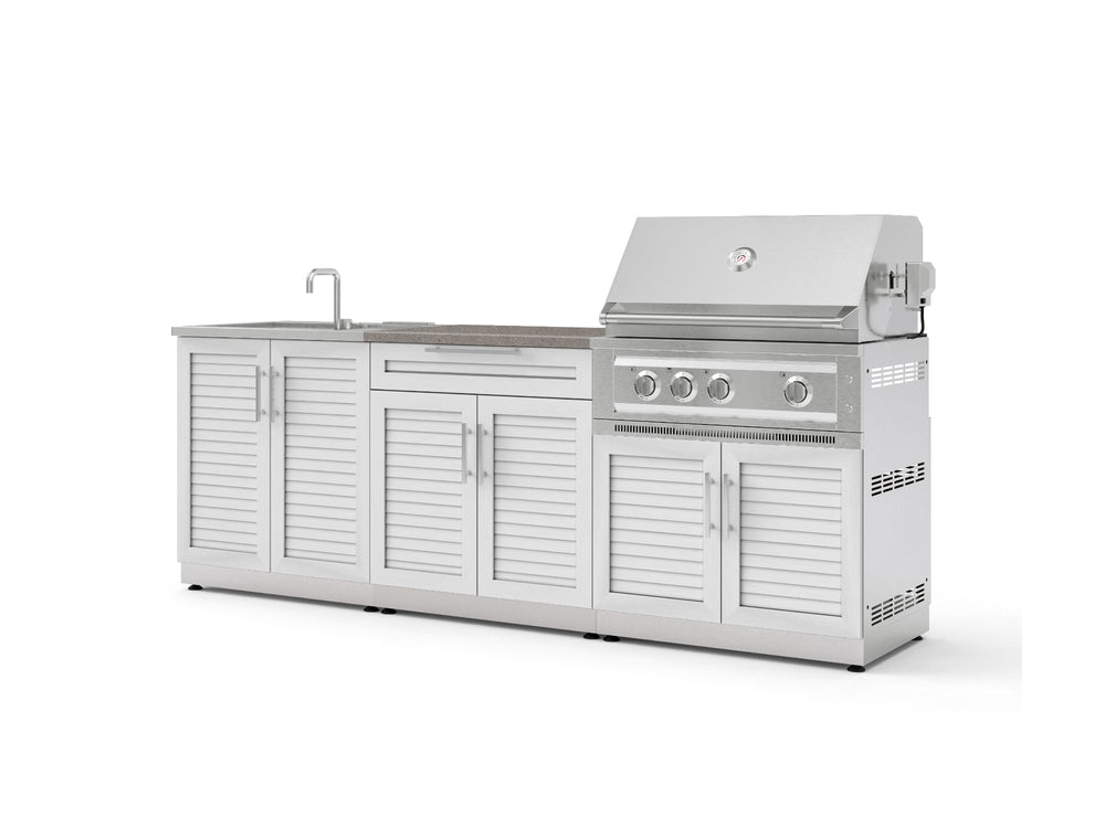NewAge Outdoor Kitchens Stainless-Steel 5-Piece Cabinet Set with Bar, Sink, Grill Cabinet, Platinum Grill, and Countertop-73438-Garage Giant