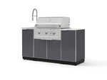 NewAge Outdoor Kitchens Outdoor Grill Island Aluminum 5-Piece Cabinet Set with Sink, 1 Door, Grill Cabinet, Performance Grill and Stainless Steel Countertop - (Natural Gas) | Garage Giant 